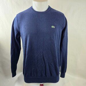 Lacoste Sweater Mens Medium 4 Blue Crewneck Crocodile Logo Classic Knit Preppy A